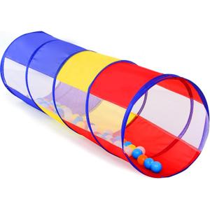 PigPigPen Kids Tunnel for Toddlers,Pop Up Play Tunnel Tent for Babies or Dogs, Indoor & Outdoor Toys for Kids Backyard Playset. (Red,Yellow,Blue Play Tent with mesh), 17.5 x 67