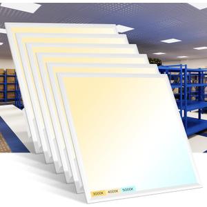6 Pack 2x2 LED Flat Panel Light - 3000K/4000K/5000K Selectable, TRIAC Dimmable 40W 5000LM, 120V Recessed Back-Lit LED Drop Ceiling Lights, Troffer Fluorescent Replacement Fixture