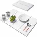 Large Stone Drying Mat for Kitchen Counter, 24"(L)16"(W) Quick Dry Stone Mat, Foldable Stone Dish Drying Mat, Diatomaceous Earth Mats for Dishes Cups Bottles, White