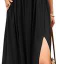 Women's Maxi Dress Summer Sleeveless Crewneck Swing Sundress Casual Loose Long Dresses with Pockets (Black)