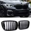SNA Front Kidney Grille for 2018-2021 BMW X3 G01 2019-2021 X4 G02 (Single Slat ABS Gloss Black X3 Grill, X4 Grill)
