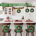 6 Pack Mini Christmas Wreaths for Windows Kitchen Cabinets, 12 Inch Small Christmas Wreath with Red Bows Artificial Christmas Tinsel Wreaths Mini Wreath Xmas Decorations for Home Door Wall Chair Stair
