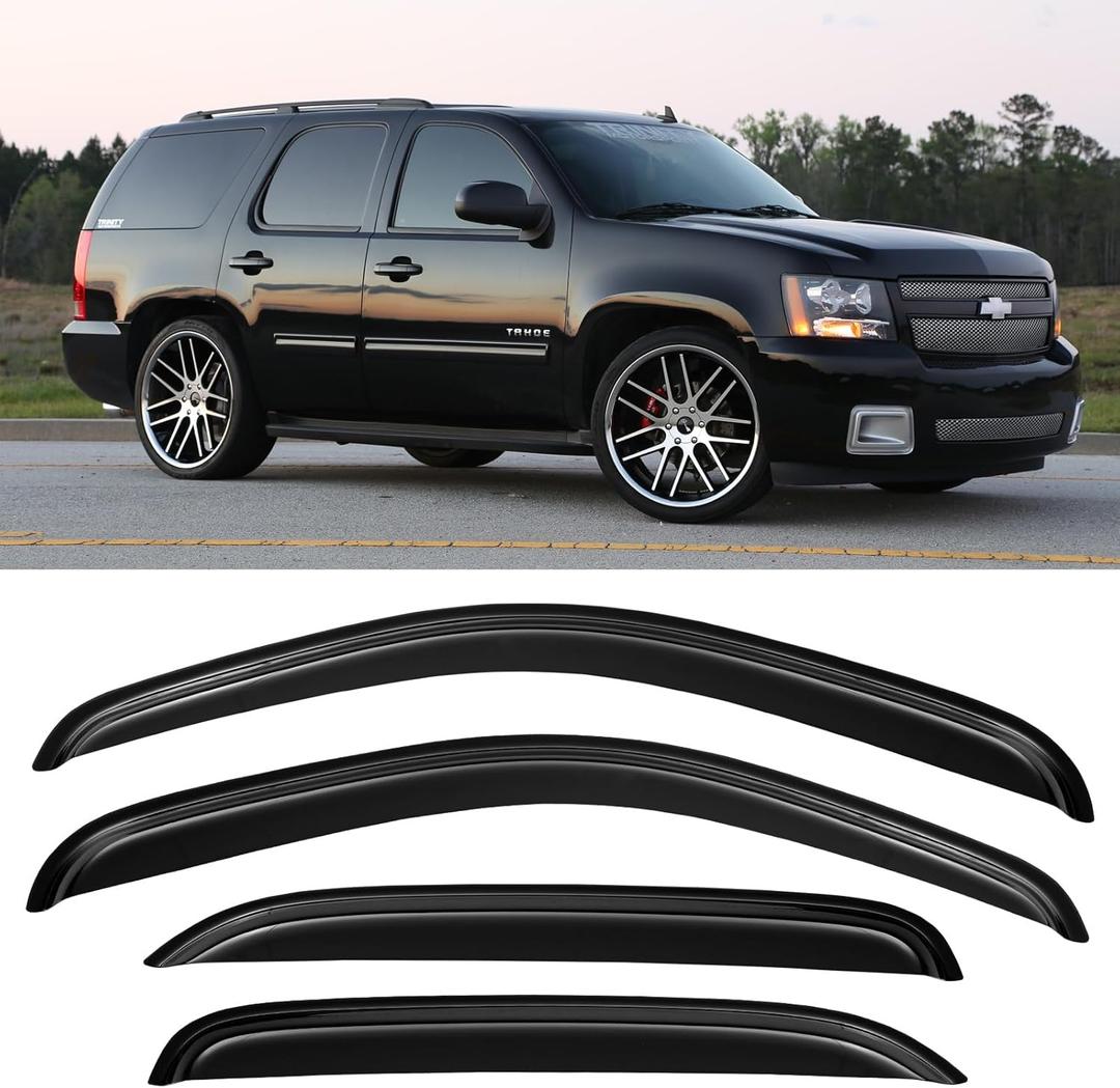 Window Rain Guards Visors for 2007 2008 2009 2010 2011 2012 2013 2014 Chevy Tahoe/GMC Yukon, Window Vent Wind Shades Deflectors Shield for 07-14 Tahoe/Yukon