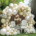 White Gold Balloon Arch Kit Double Stuffed Pearl White Sand Cream Gold Balloon Garland Ivory Beige Balloons for Baby Shower Wedding Bridal Shower Birthday Baptism Bachelorette Valentine Party Decor