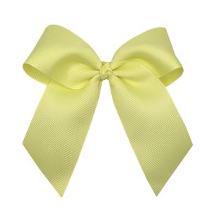 2 x WEBB DIRECT2U Girls Large 6" Grosgrain Knotted Hair Bow with Tails on Alligator Clip (Light Yellow)