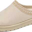 Women's Fuzzy Cozy Warm Slippers Indoor and Outdoor Slip On Cute House Fluffy Clogs (Beige)