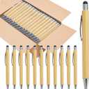 250 Pack Bamboo Pens Bulk with Touch Stylus Tip Wooden Bamboo Pens Engraving Wooden Ballpoint Pen Customizable Gift Pen Bulk