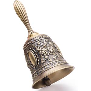 DomeStar Vintage Brass Hand Bell  Loud Call Bell for Bedside, Dinner, Wedding, Christmas & Holiday Party