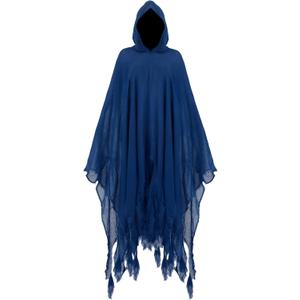 Halloween Grim Reaper Costume Medieval Renaissance Hooded Cloak Gothic Wizard Cape for Adult Halloween Cosplay (Large, Peacock Blue)