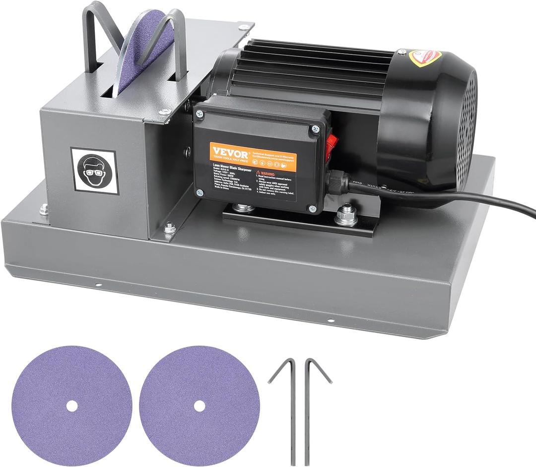 VEVOR Lawn Mower Blade Sharpener - 2/3HP 500W Grinder with 7-inch Ceramic Wheel, Sharpens High/Low Lift, Gator & Flat Blades