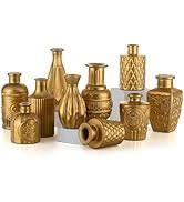 Small Gold Vase Set of 12, Glasseam Glass Vases for Centerpieces, Modern Round Vase for Flowers