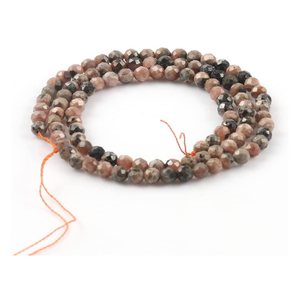 Song Xi  2mm Natural Black Stripe Rhodochrosite Gemstone Beads Faceted Round Loose Stone Beads for Jewelry Making