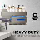 iumulinrui Wall Mounted Bathroom Organizer Shelf with Hair Dryer Holder  Aluminum Alloy Storage Rack for Makeup, Skincare, and Toiletries  No Drilling, Rustproof, Modern Design