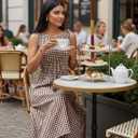 Acelitt Summer Maxi Dresses for Women 2026 Smocked Waist Gingham Dress Flowy A Line Beach Long Sundresses with Pockets (Green, XXL)