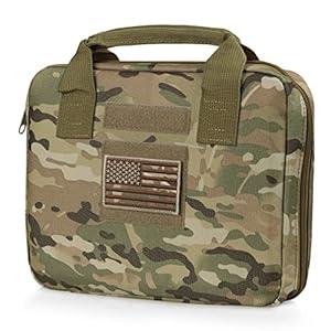 Tactical Pistol Handgun Case Bag, Gun Case Soft Gun Carrying Storage Bag Square Pistol Shooting Range Bag Dual Padded Firearm Case Handgun Pouch (Black)