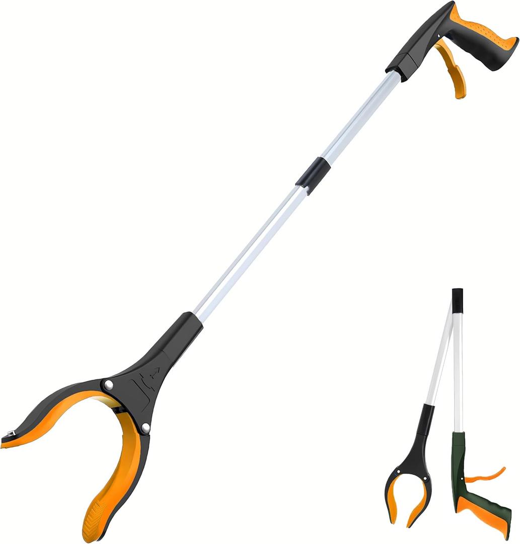 Grabber Reacher Tool - 32 Extra Long Foldable Gripper and Reaching Tool - Heavy Duty Pick Up Stick Grabbers for Seniors, Trash, Surgery Recovery Must Haves Gifts (Orange)
