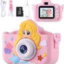 Envyvip Camera for Kids Girls Age 3-8, Mermaid Toys Toddler Digital Camera Christmas Birthday Gifts for 3 4 5 6 7 8 Years Old Girl, Cute Selfie Video Camera, HD 1080P, 32GB SD Card