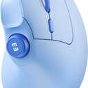 seenda Ergonomic Mouse Wireless, MOU-302 Bluetooth Vertical Mouse Rechargeable, Volume Knob, Quiet Mice with 1000/1600/2400 DPI, 3 Multi-Device Connectivity for Computer/PC/Laptop/Mac, Blue