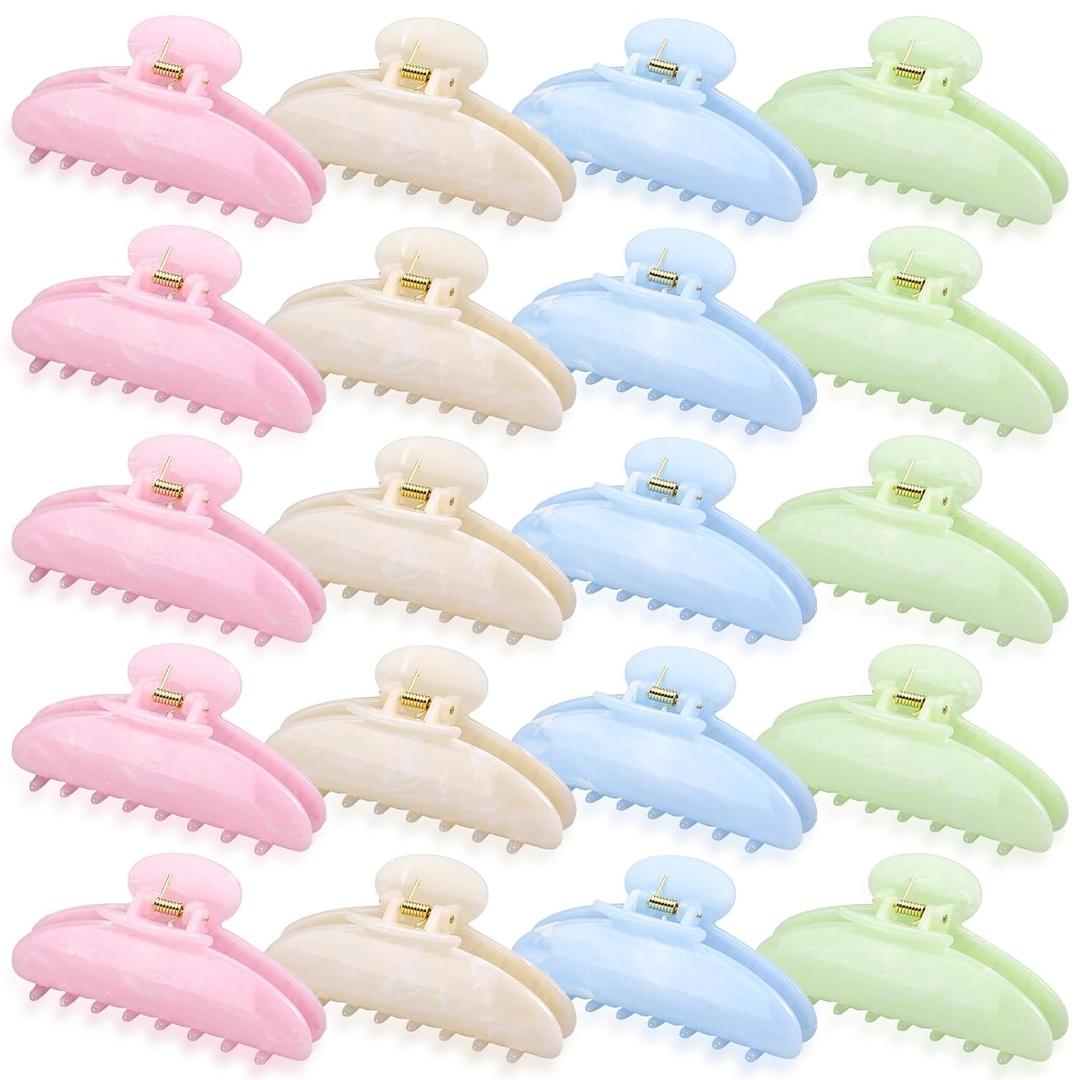 Knitgrip 20 Pcs Large Acrylic Hair Claw Clips Bulk for Women Cute Non-slip Hold Clamps Bulk for Thick or Thin Hair French Barrettes Accessories(4.13 Inches,Sweet Color)
