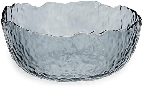 TOSSOW Glass Salad Bowl Irregular Shape Serving Bowls, 25 oz Pyrex Mixing Bowls for Kitchen Prep, Fruit, Snack, Dessert, and Candy Dishes or Nut Bowls(Grey) (Gray)