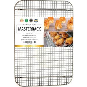100% 304 Stainless Steel Cooling Rack and Wire Grate For Full Size Sheet Bun Pan,Real Heavy Duty 3.20LB, Roasting,Drying,Commercial Quality, Healthy Material (24"x16.5"x0.7")