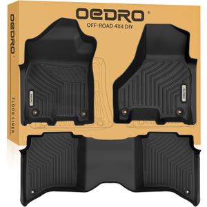 OEDRO Floor Mats Fit for 2019-2025 2026 Ram 2500/3500 Crew Cab with 1st Row Bucket or Bench Seats, Custom Fit TPE All Weather Car Mats Includes 1st and 2nd Row