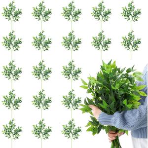 Xinnun 30 Pcs Artificial Italian Ruscus Greenery Stems 26.8 Inch Hanging Spray Fake Greenery for Centerpieces Faux Leaves Swag for Floral Arrangement Wedding Bouquet Garland Arch Home Decor