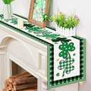 3 x St Patrick's Day Green Lucky Shamrock Clover Table Runner, 13*72 inch | Seasonal Spring Holiday Plaid Farmhouse Kitchen Dining Table Decoration for Indoor Outdoor Home Party Decor