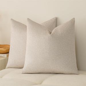 a moment Set of 2 Decorative Pillow Covers, 18x18 Inch Waterproof Throw Pillow Cases, Pet-Friendly Stain-Resistant Cushion Covers for Sofa Couch Bed Outdoor Ivory