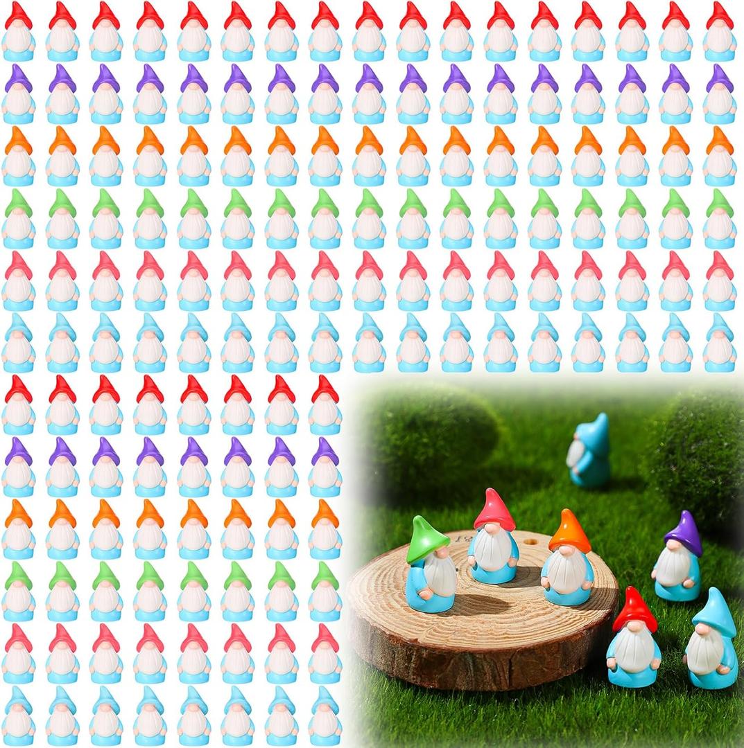 Mini Resin Gnomes Bulk Tiny Fairy Resin Statues Small Gnomes Miniature Figurines for Landscape Outdoor Patio Yard Lawn Indoor Plant Pots Fairy Decor (120 Pcs)