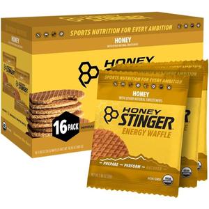 Honey Stinger Organic Honey Waffle, Energy Stroopwafel for Exercise, Endurance and Performance, Sports Nutrition for Home & Gym, Pre and Post Workout, Box of 16 Waffles, 16.96 Ounce (Pack of 16) (EXP 12/08/26)