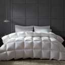 BedTreat Luxury Goose Down Comforter Twin Size, Premium Hotel collecton Duvet Insert for All Seasons with Ultra-Soft 100% Organic Cotton Cover and 8 Tabs, Fluffy and Medium Warmth (68"X90", White)