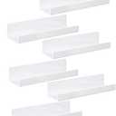 IEEK 2 PCS White Acrylic Floating Shelves Display Ledge,Wall Mounted Nursery Kids Bookshelf,15 Inch Bathroom Wall Shelf and Storage Rack,5mm Thick U Shelf