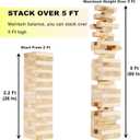 60 PCS Giant Tumbling Tower Game,Jumbo Outdoor Games for Adults & Family, 5 FT Premium Wooden Blocks Stacking Toys with Carry Bag for Backyard, Lawn, Party, Camping