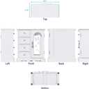 RR ROUND RICH DESIGN Jewelry Box - Made of Solid Wood with 4 Drawers Organizer and Built-in Necklace Carousel and Large Mirror White