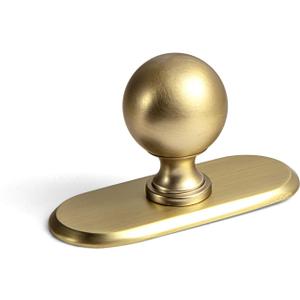 Goo-Ki 6 Pack Zinc Alloy Drawer Knobs with Oval Backplate-0.94 Inch (24mm) Dia Brushed Gold Cabinet Knob in Modern Style