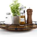 Farmhouse Oak 12" Lazy Susan Turntable Organizer for Cabinet, Round Wooden Lazy Susan Organization and Storage for Dining Table, Pantry, Kitchen, Countertop, Cupboard,Home Decor, Walnut Wood