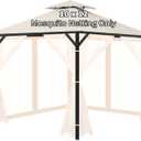Gazebo Universal Replacement Mosquito Netting, 10'x12' Gazebo Netting Outdoor, 4-Panel Screen Walls for Outdoor Patio with Zipper (Mosquito Net Only) (Beige)