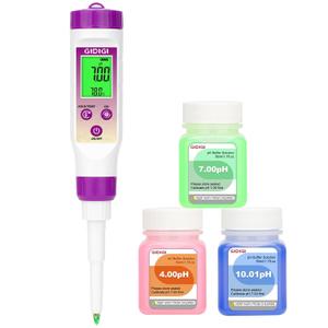 pH Meter Food Digital Electronic pH Tester for Fermentation 3*50ml pH Buffer Calibration Solution Kits Hot Sauce Food Tester Probe for Cheese Sourdough pH Temperature pH Test Strips for Acidity