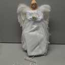 Christmas Angel Tree Topper with Feather Wings, Plug in Christmas Tree Ornament for Indoor Office Xmas New Year Holiday Tree Decoration