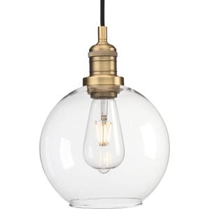 Phansthy Industrial Vintage Pendant Light Retro Ceiling Light 20cm Globe Clear Glass Shade Hanging Light Decoration Lamp for Loft Kitchen Coffee Bar (Antique)