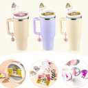 2 x 10 Pcs Stanley Cup Accessories Set, 4 Pcs Stanley Straw Covers10mm+3 Pcs Name Plate Lids for 30 oz +3 Pcs Charms for Handle Tumbler Decorations gifts for girls and daughter