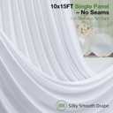 20x15FT White Backdrop Curtains 2 Panels for Parties, Wrinkle Free Silky Polyester Photo Drapes for Wedding Birthday Baby Shower Events Photography Background,(10x15FT Seamless Each Panel)