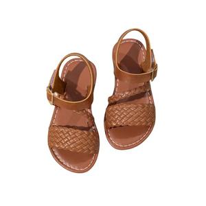 Floerns Girl's Beach Flat Slide Sandals Ankle Strap Open Toe Summer Sandal Shoes (1 Big Kid, Brown)