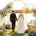 Arch Backdrop Stand Set of 3 (7.2FT, 6.6FT, 6FT), Metal Round Arched Frame for Birthday Wedding Party Baby Shower Photography Garden Decoration, Gold