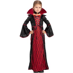 Halloween Costumes for Girls Vampire Costume Toddler Gothic Victorian Royal Dress Up Themed Party Role Play Cosplay (Medium(8-10 yrs), Black)