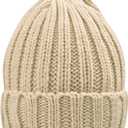 Rosoz Winter Hats for Women Warm Thick Soft Stretch Cable Knit Beanie Skully Cap for Cold Weather (Beige)