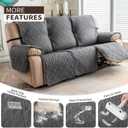 Genina Waterproof Couch Cover for Reclining Couch 3 Seat Recliner Sofa Covers, Non-Slip Recliner Couch Cover Furniture Protector with Elastic Straps for Pets, Dogs (Dark Gray, Recliner Sofa)