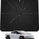 Upgrade Windshield Sunshade for 2024 2025 Tesla Cybertruck - Full Coverage Sunshade Umbrella with Ice Crystal Tech, Blocks UV Rays and Reduces Heat, Cybertruck Accessory, 54''x 60''x 61'' (Black)