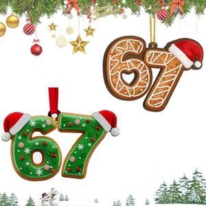 3 x 67 Christmas Ornament, 2PCS 67 Meme Funny Christmas Ornaments 2025, Funny 67 Christmas Ornament, 67 Meme Gag Gift for Kids,2025 Santa Ornaments for Christmas Tree, Stocking Stuffers for Teens